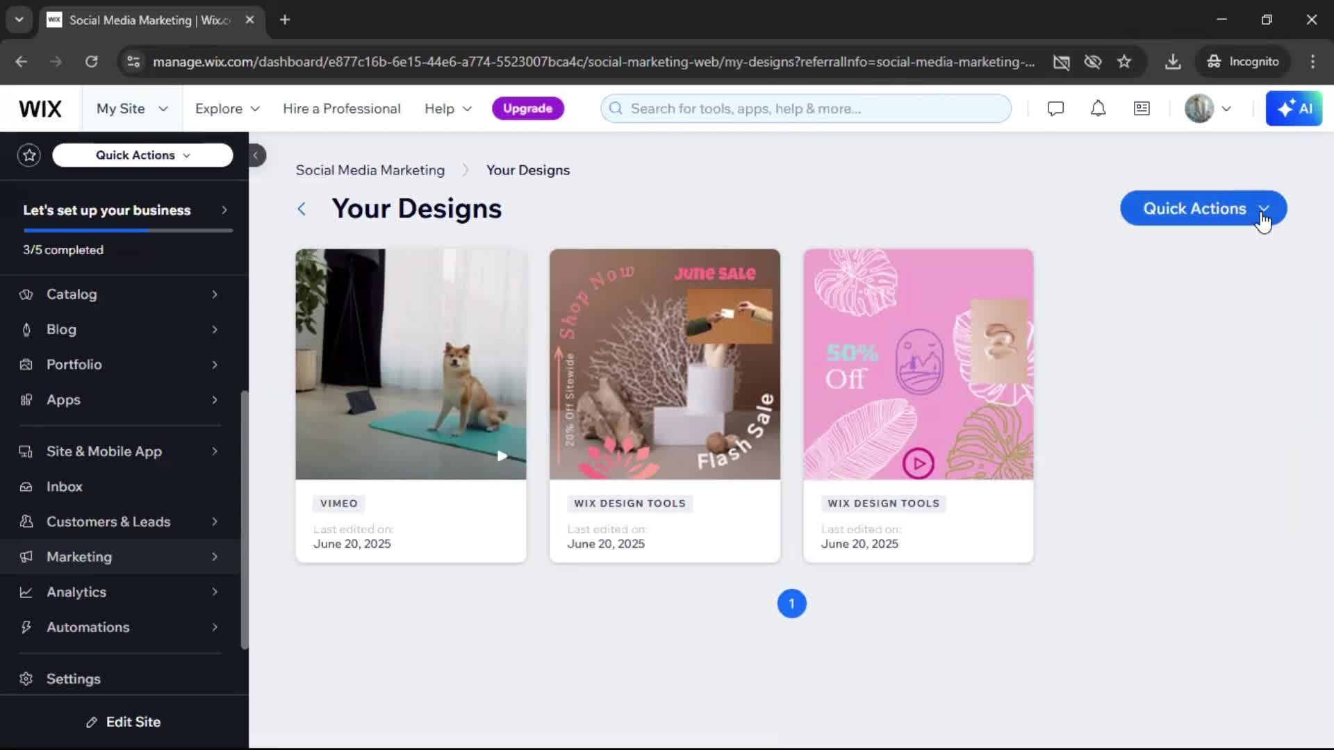 Creating a video on Wix video thumbnail