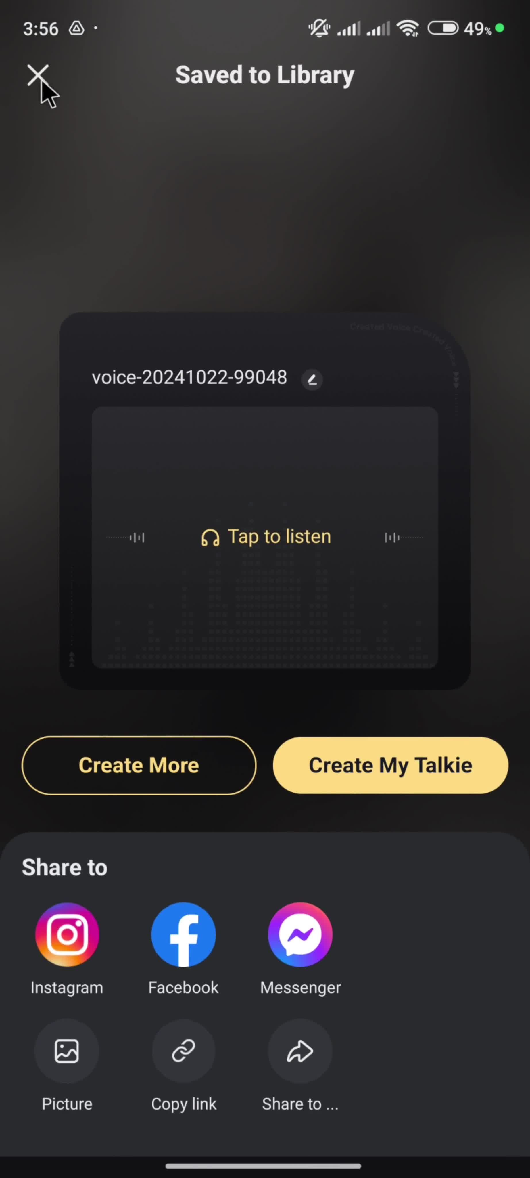 Creating a voice screenshot
