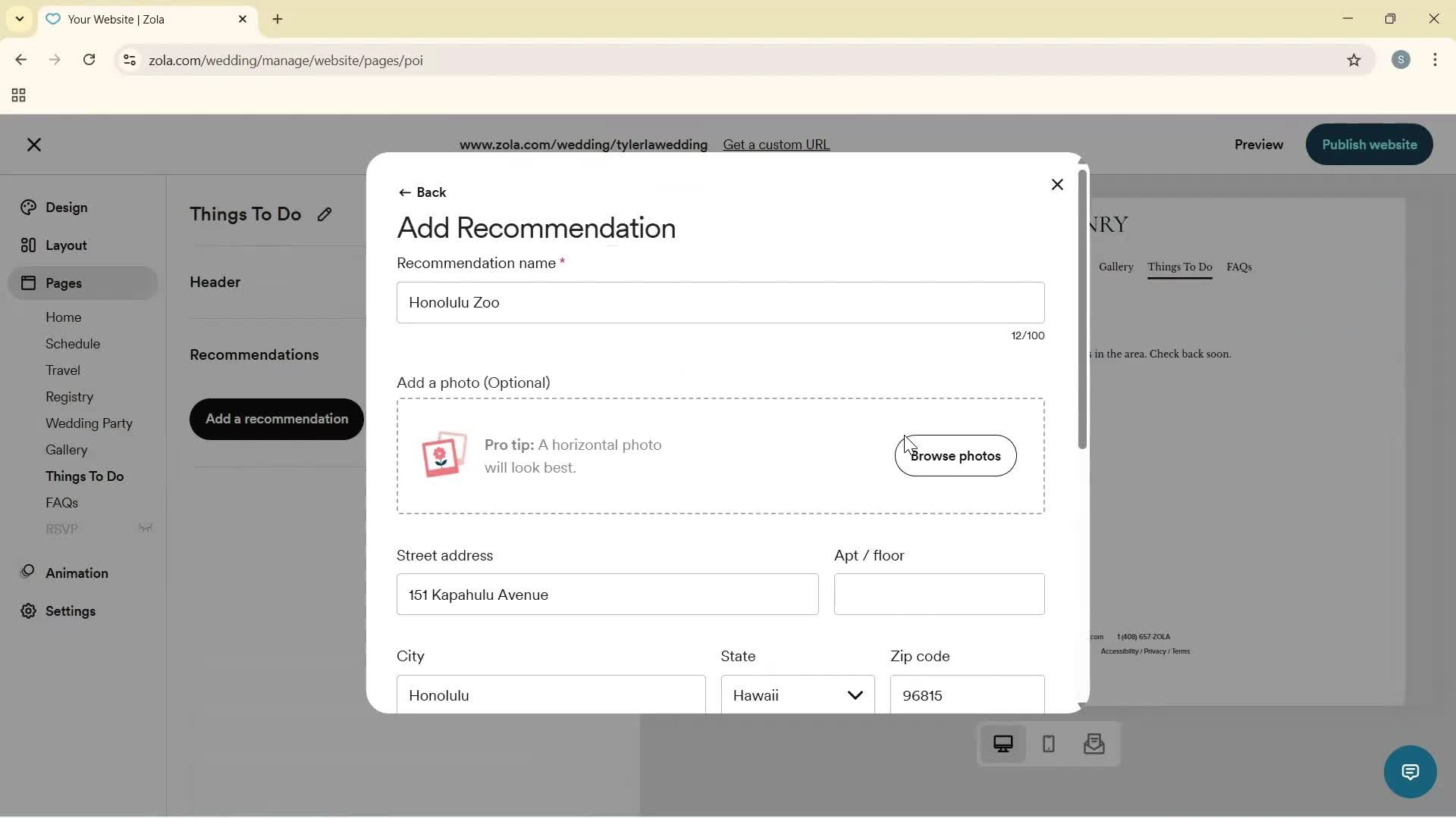 Creating a website screenshot