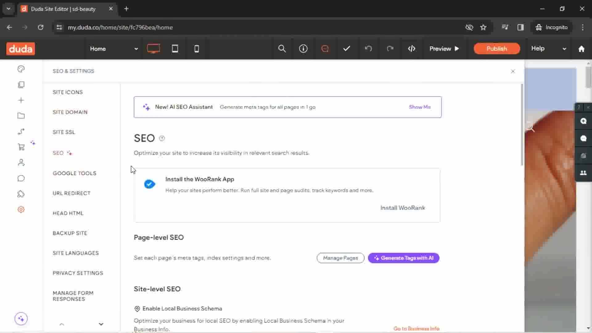 Creating a website screenshot