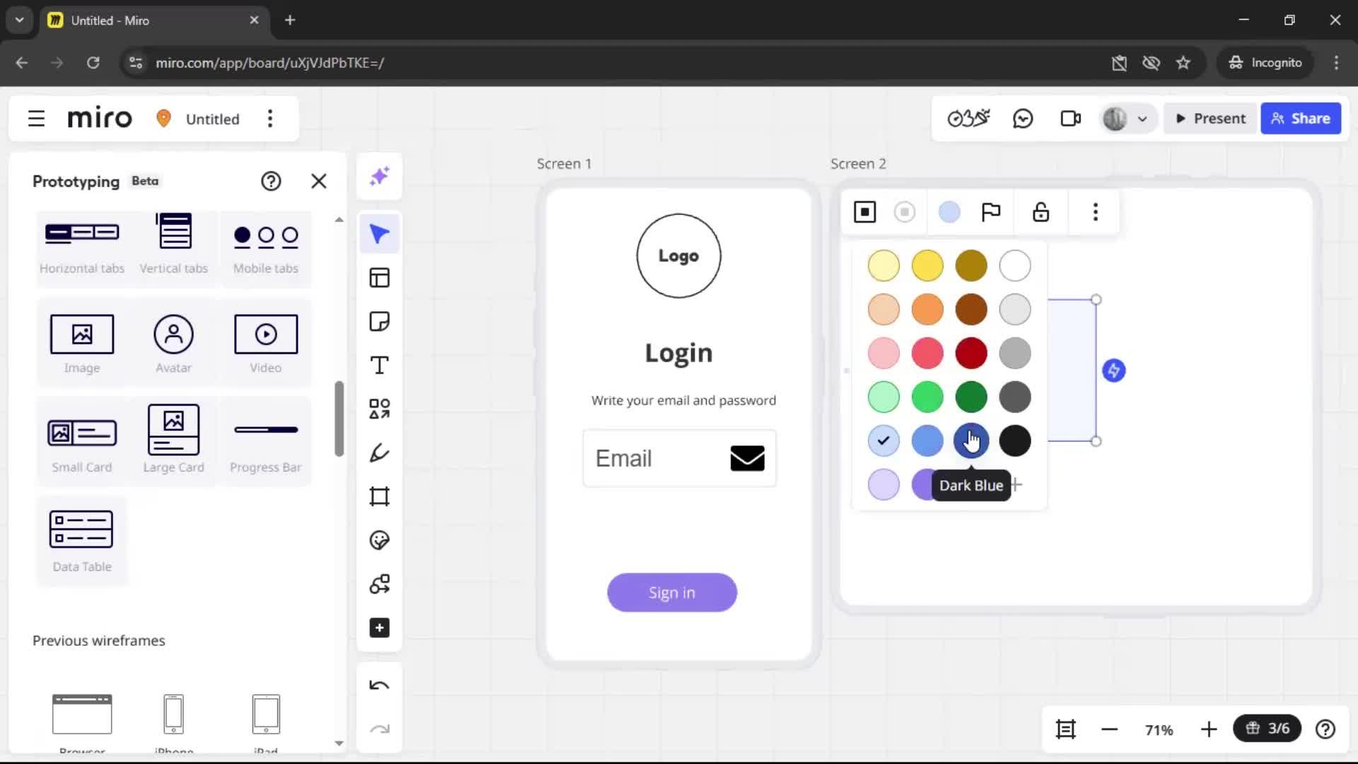 Creating a wireframe screenshot