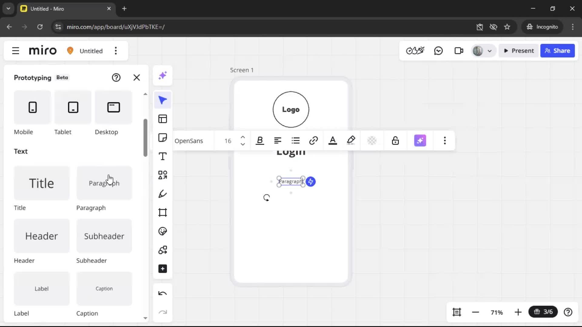 Creating a wireframe screenshot