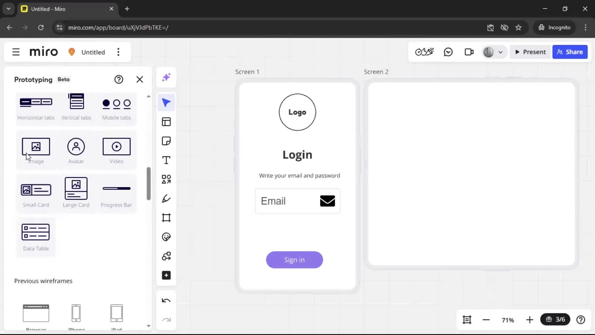 Creating a wireframe screenshot