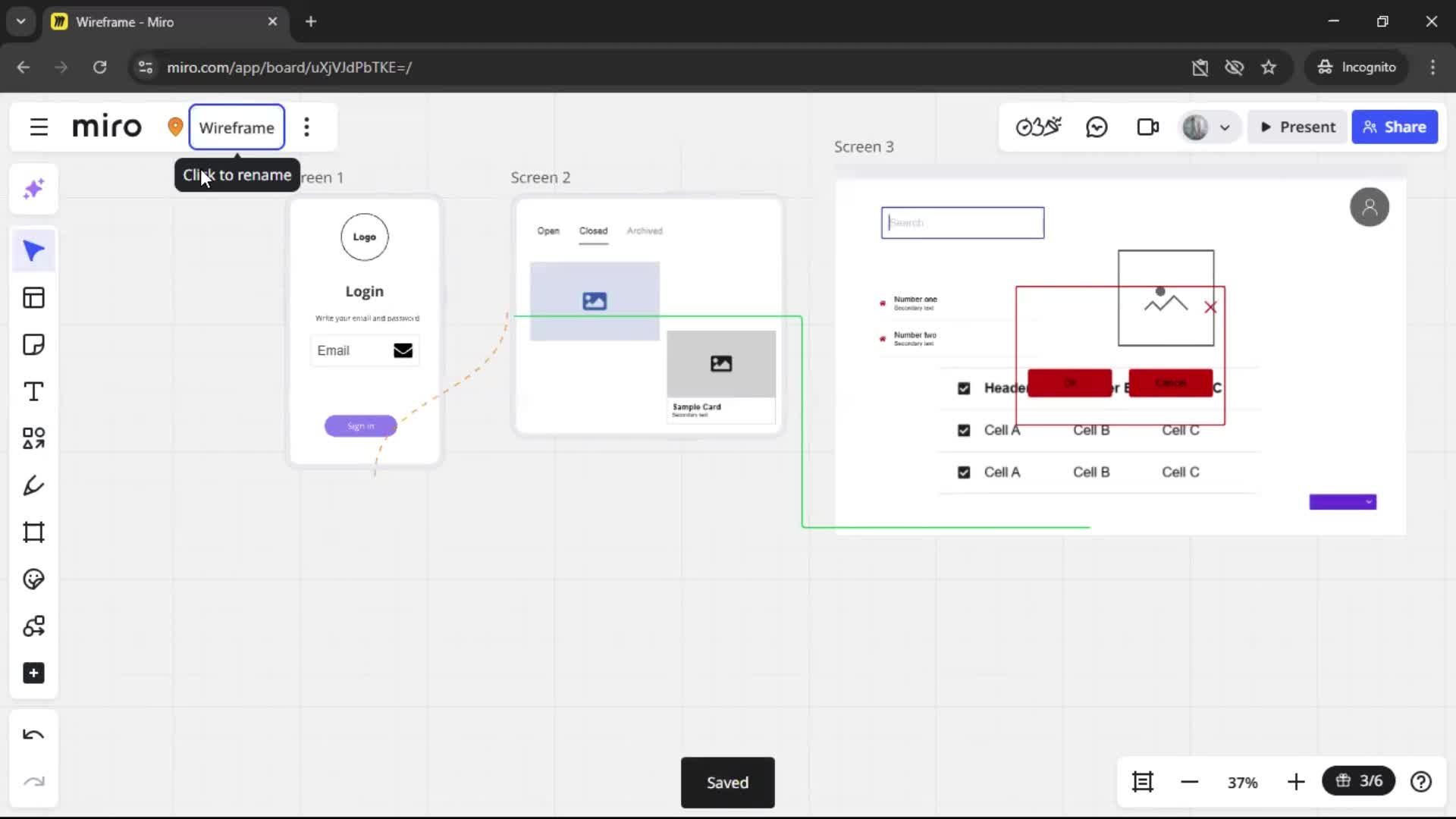 Creating a wireframe screenshot