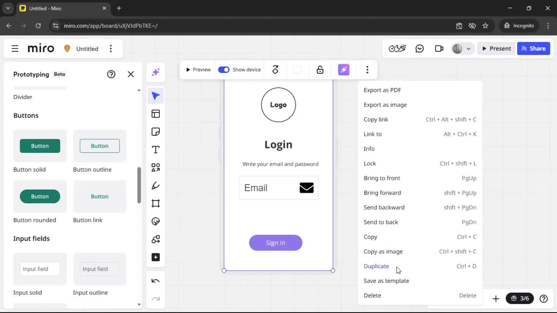 Creating a wireframe screenshot