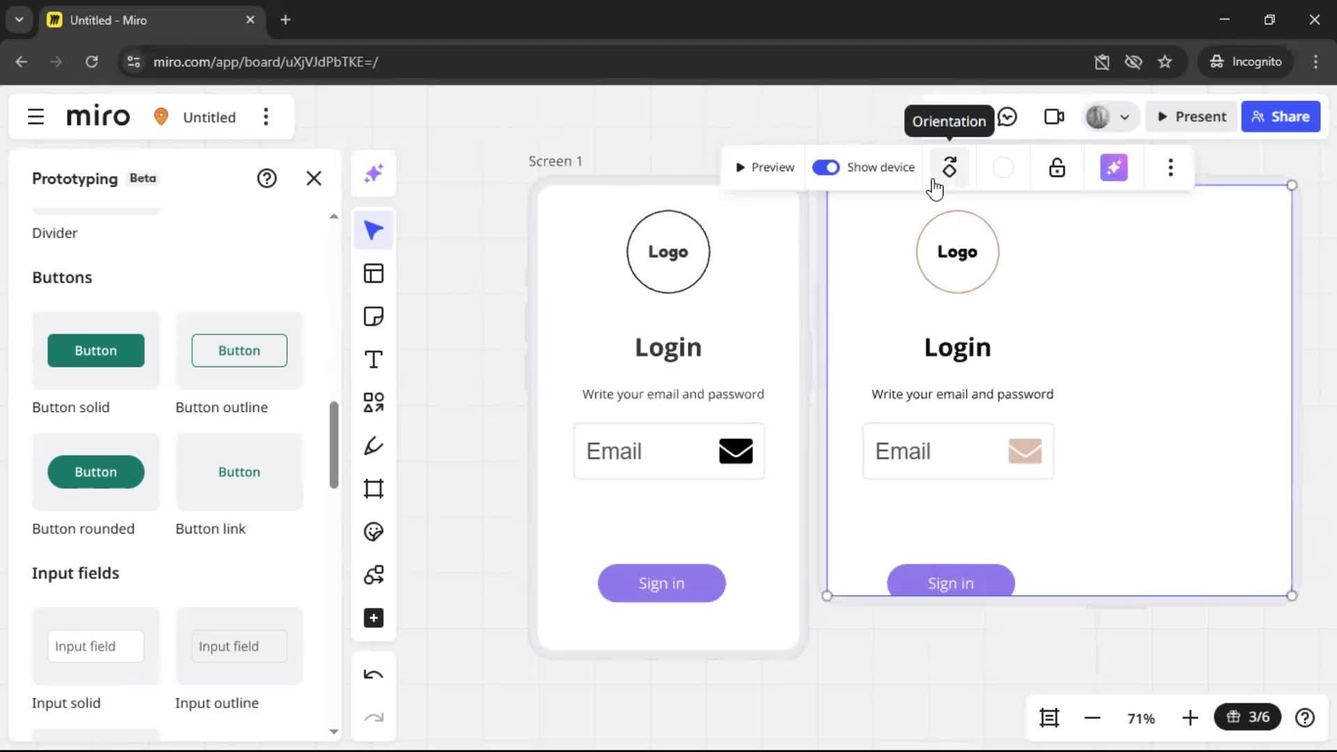 Creating a wireframe screenshot