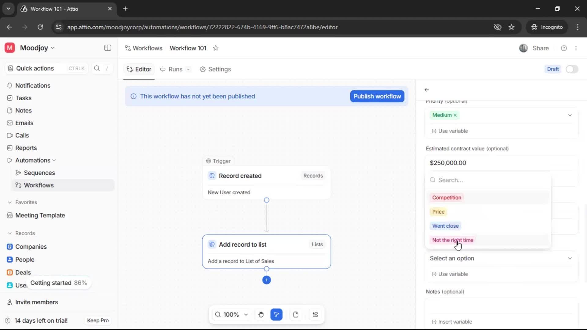 Creating a workflow screenshot