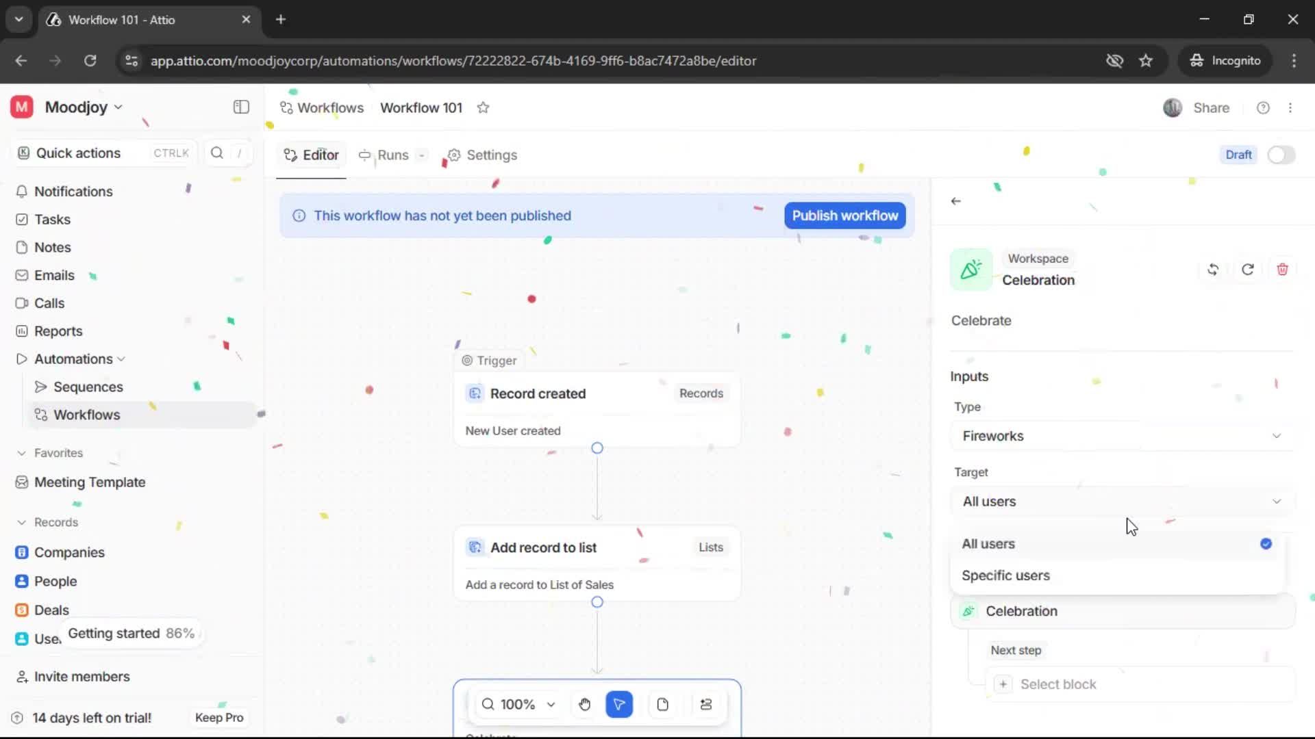 Creating a workflow screenshot