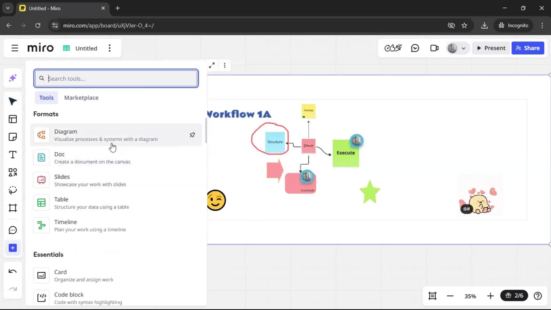 Creating a flowchart screenshot