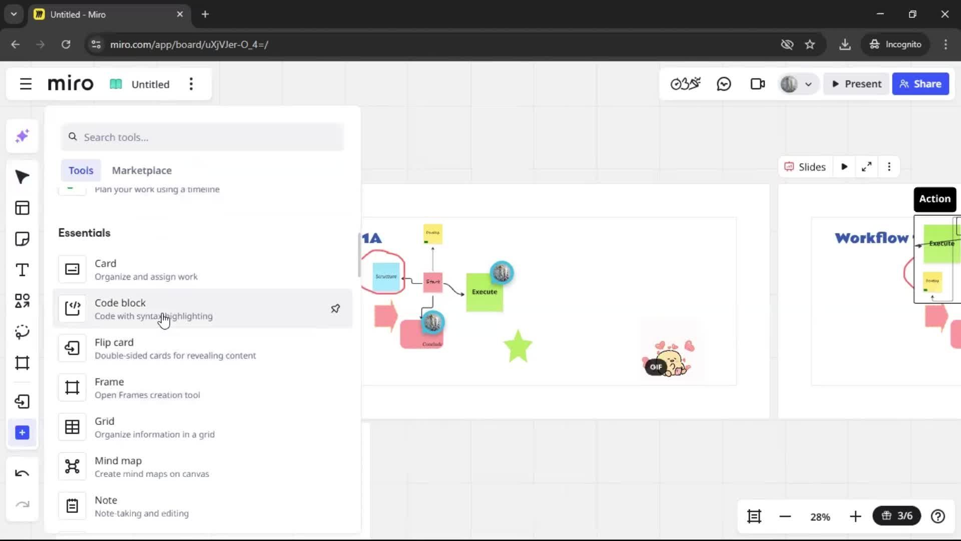 Creating a flowchart screenshot