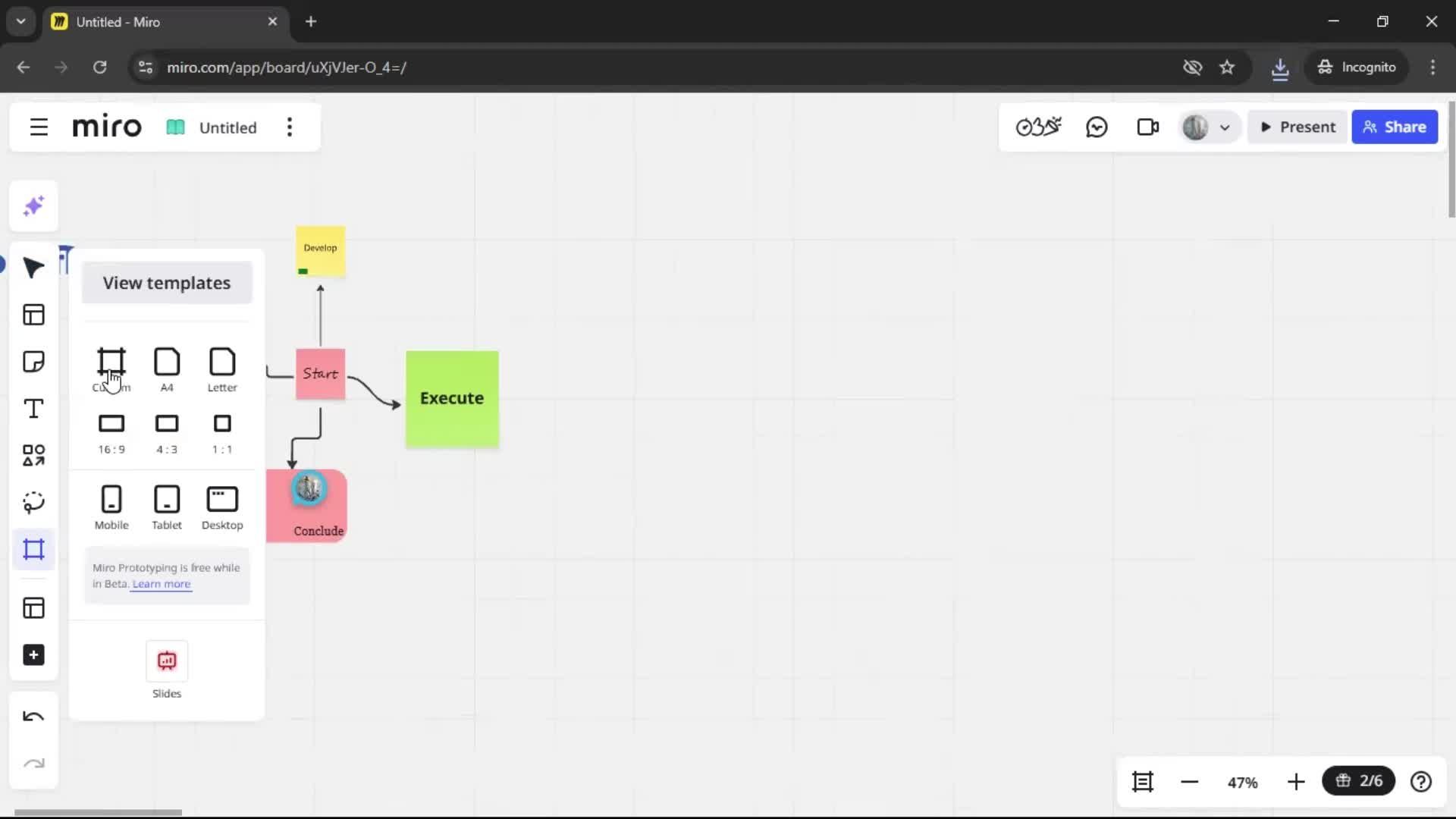Creating a flowchart screenshot