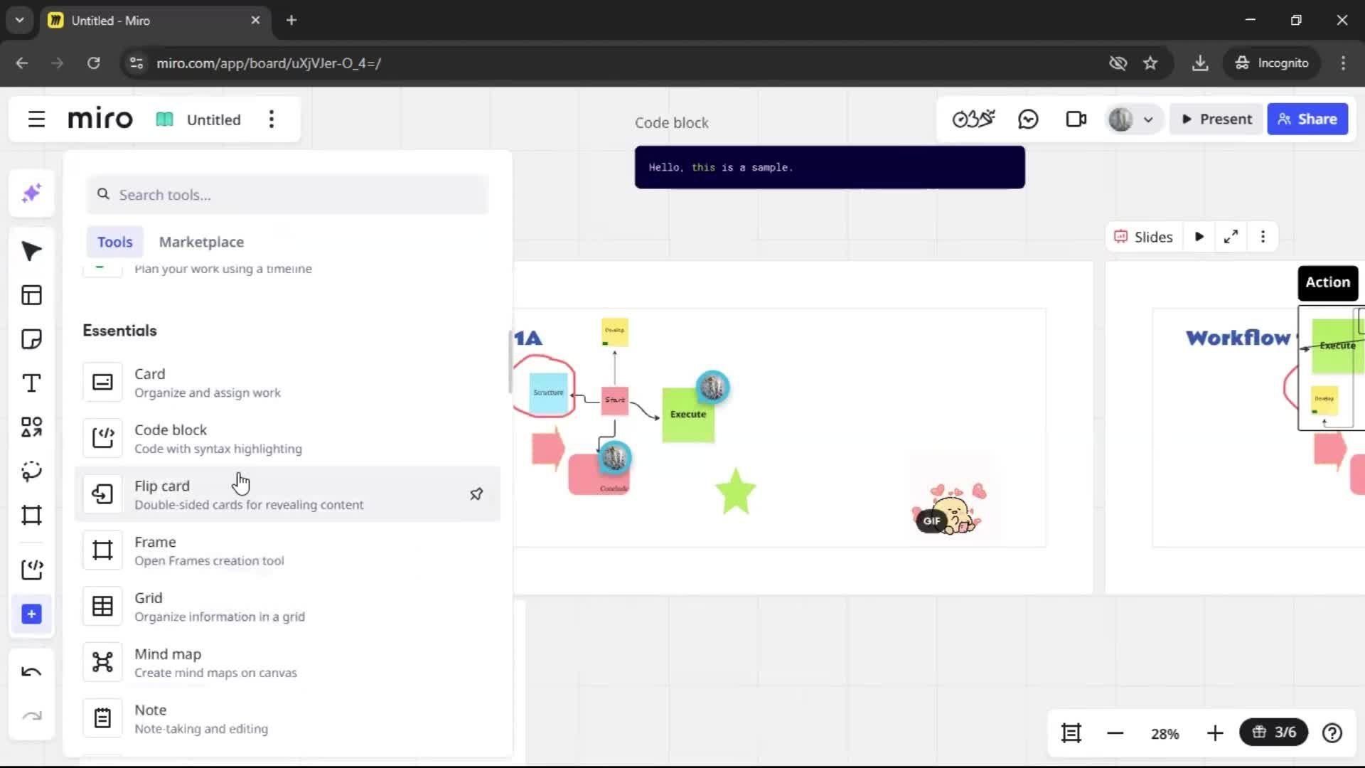 Creating a flowchart screenshot
