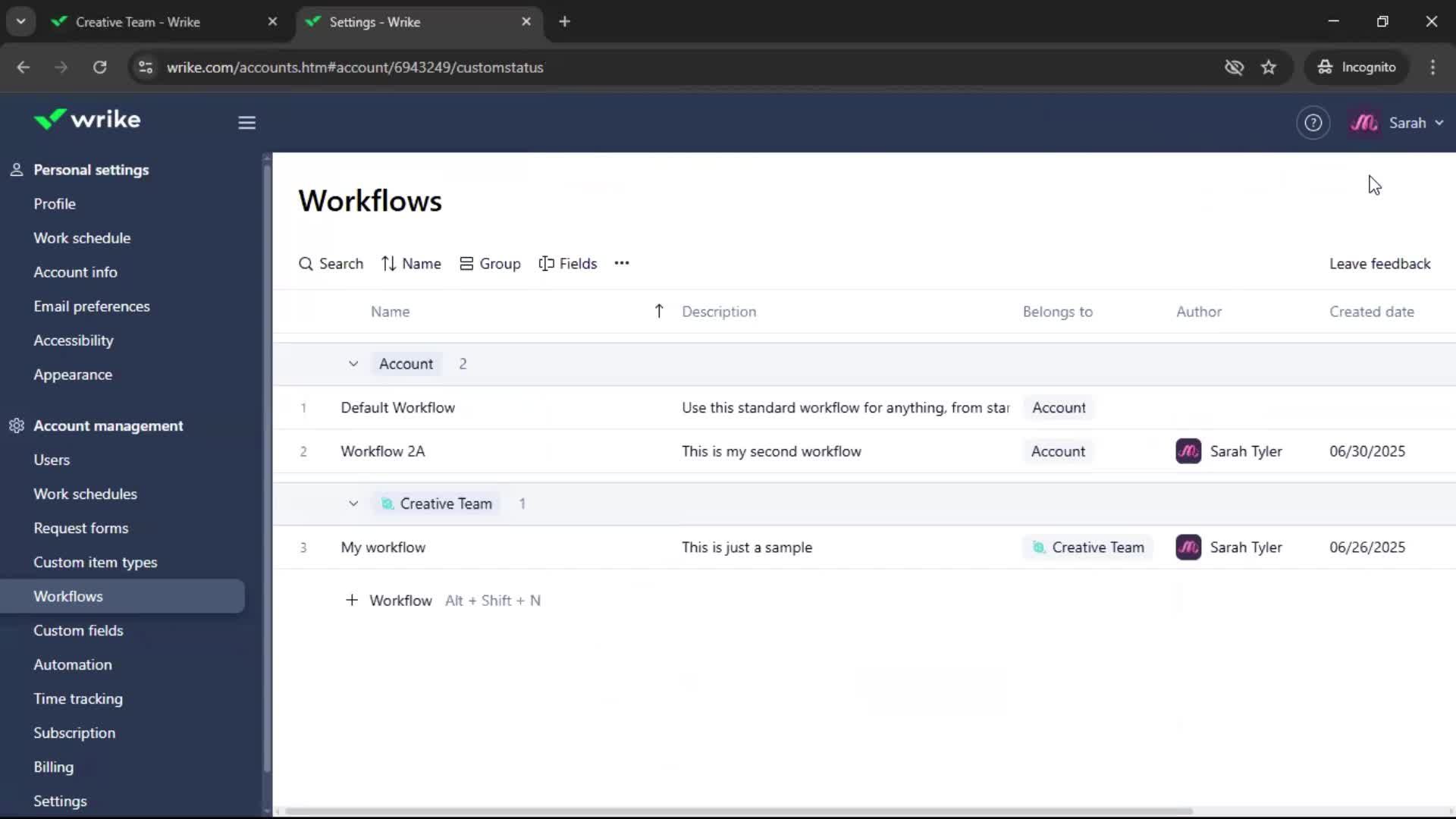 Creating a workflow screenshot