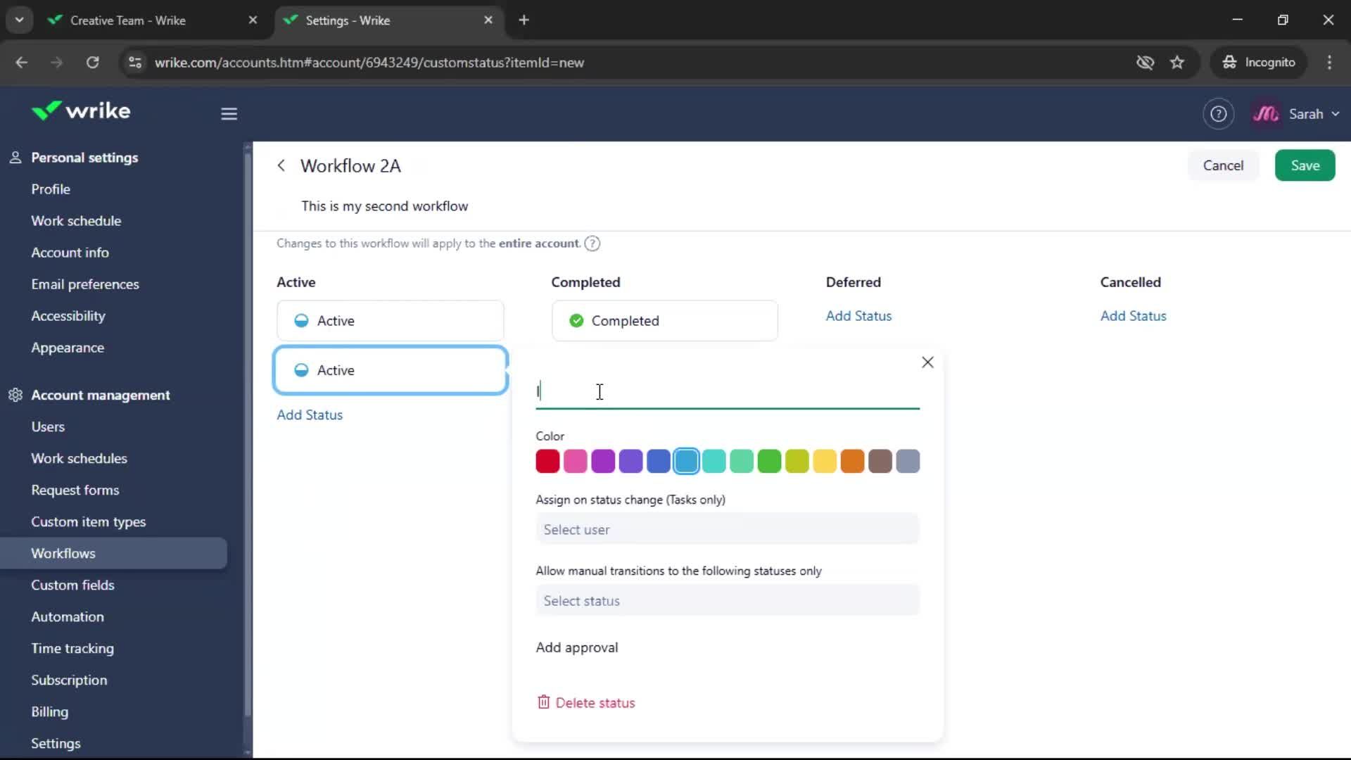 Creating a workflow screenshot