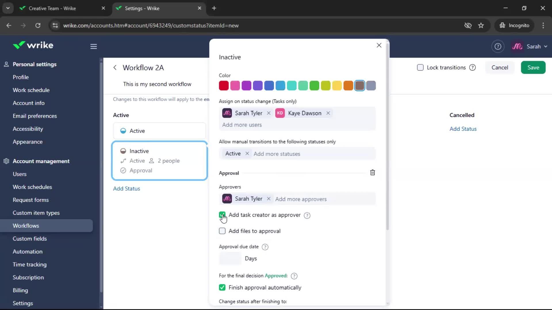 Creating a workflow screenshot