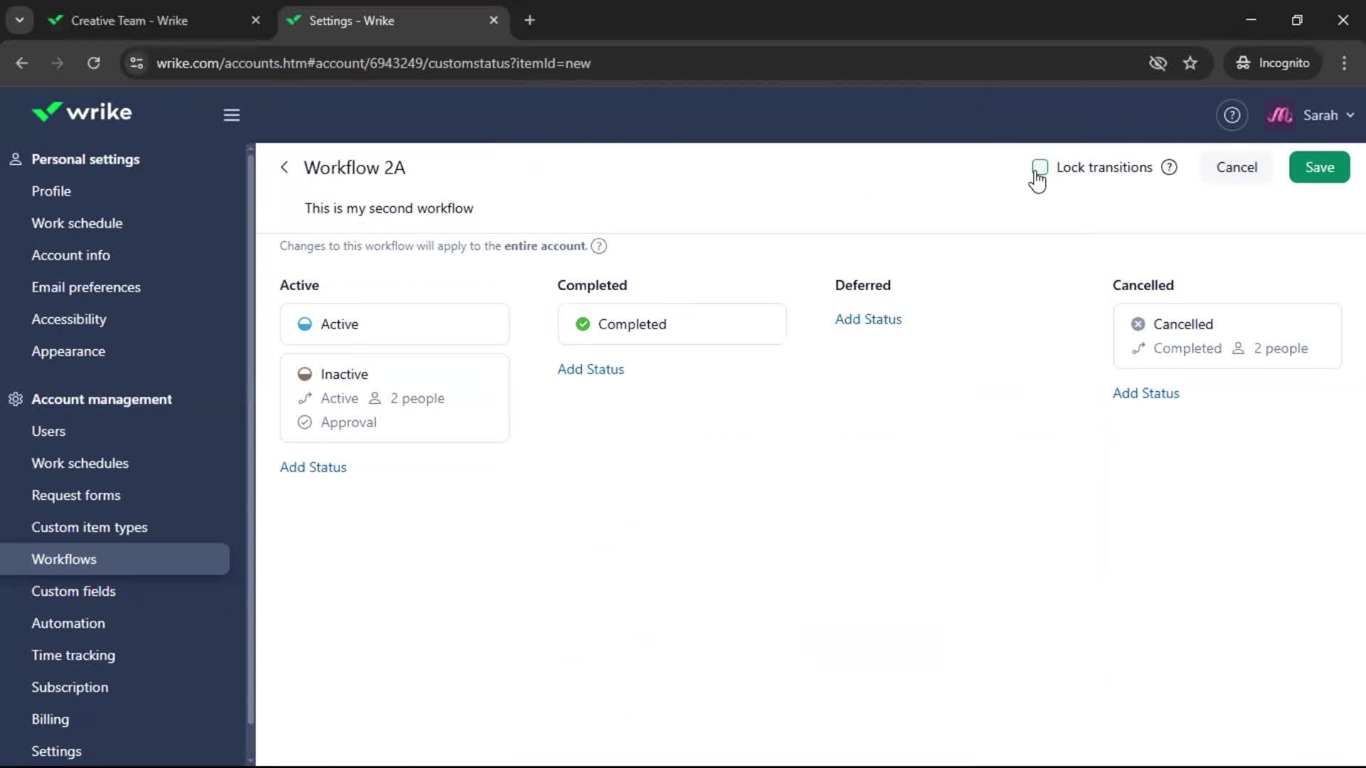 Creating a workflow screenshot