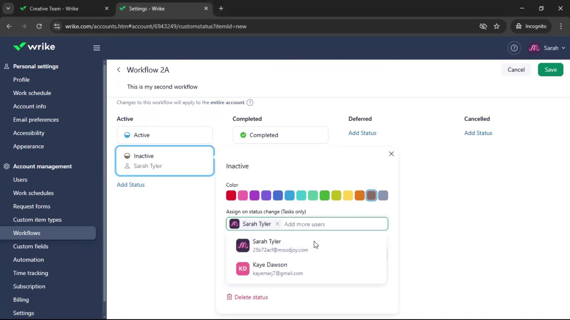 Creating a workflow screenshot