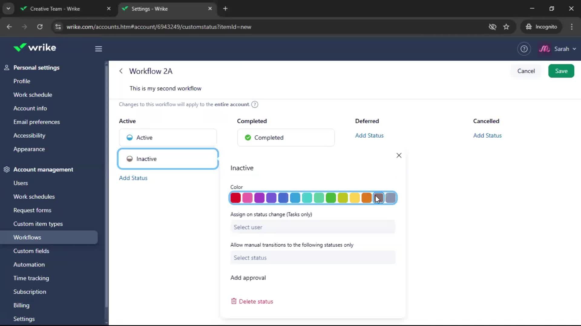 Creating a workflow screenshot