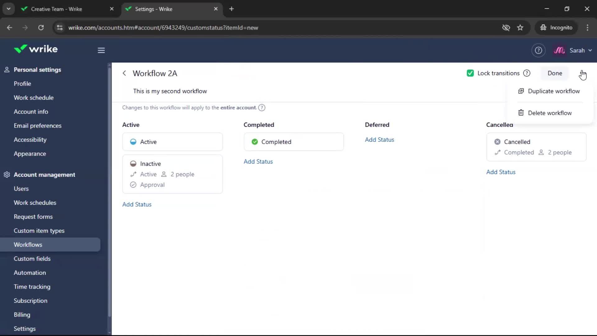 Creating a workflow screenshot