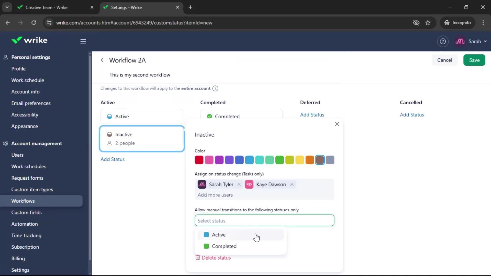 Creating a workflow screenshot