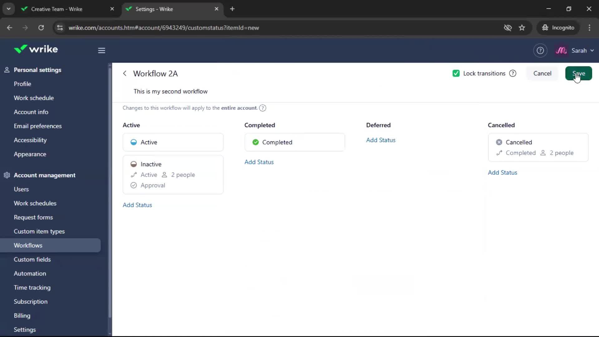 Creating a workflow screenshot