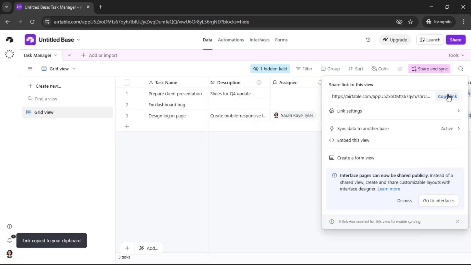 Creating a workspace screenshot
