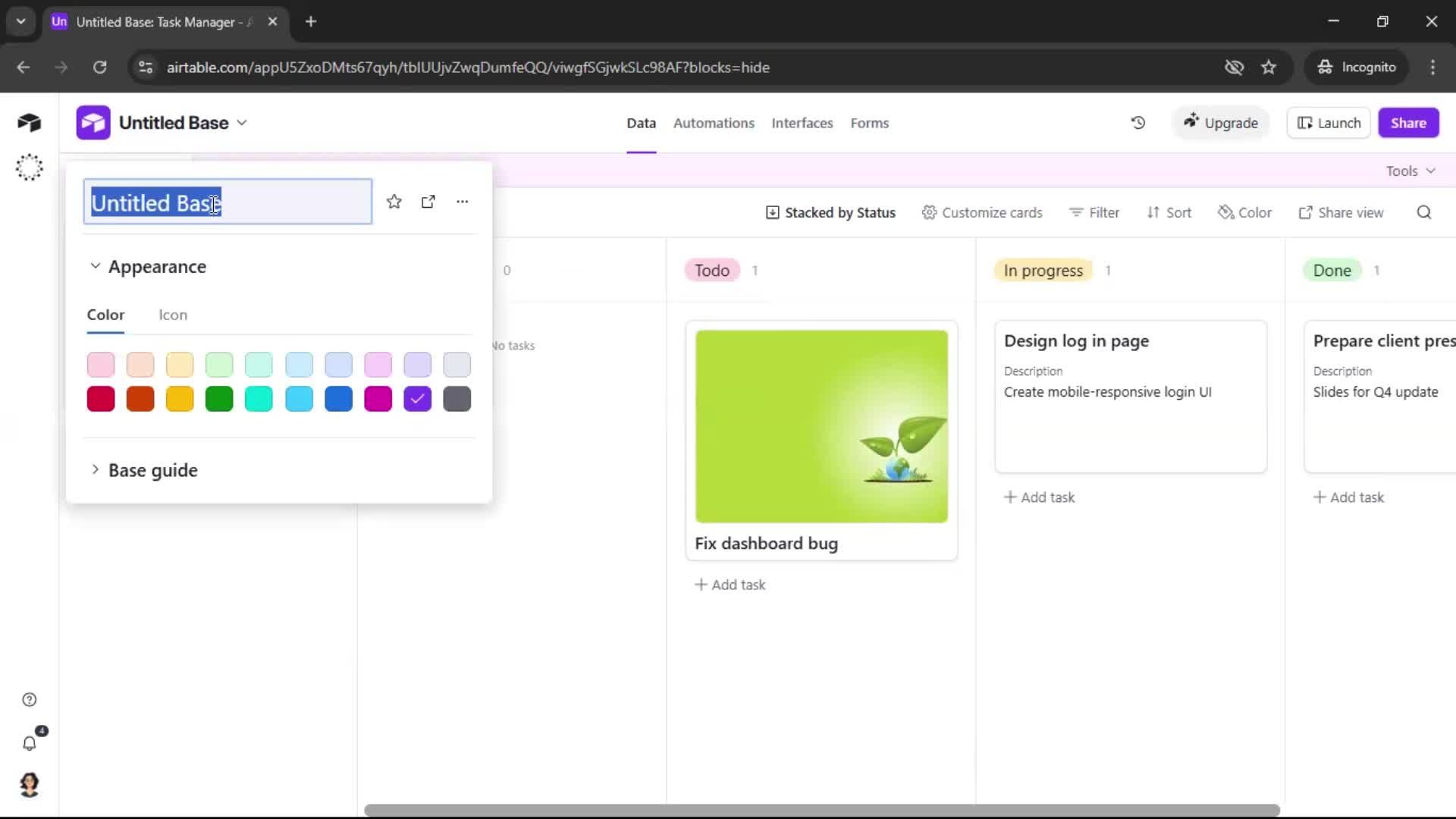 Creating a workspace screenshot