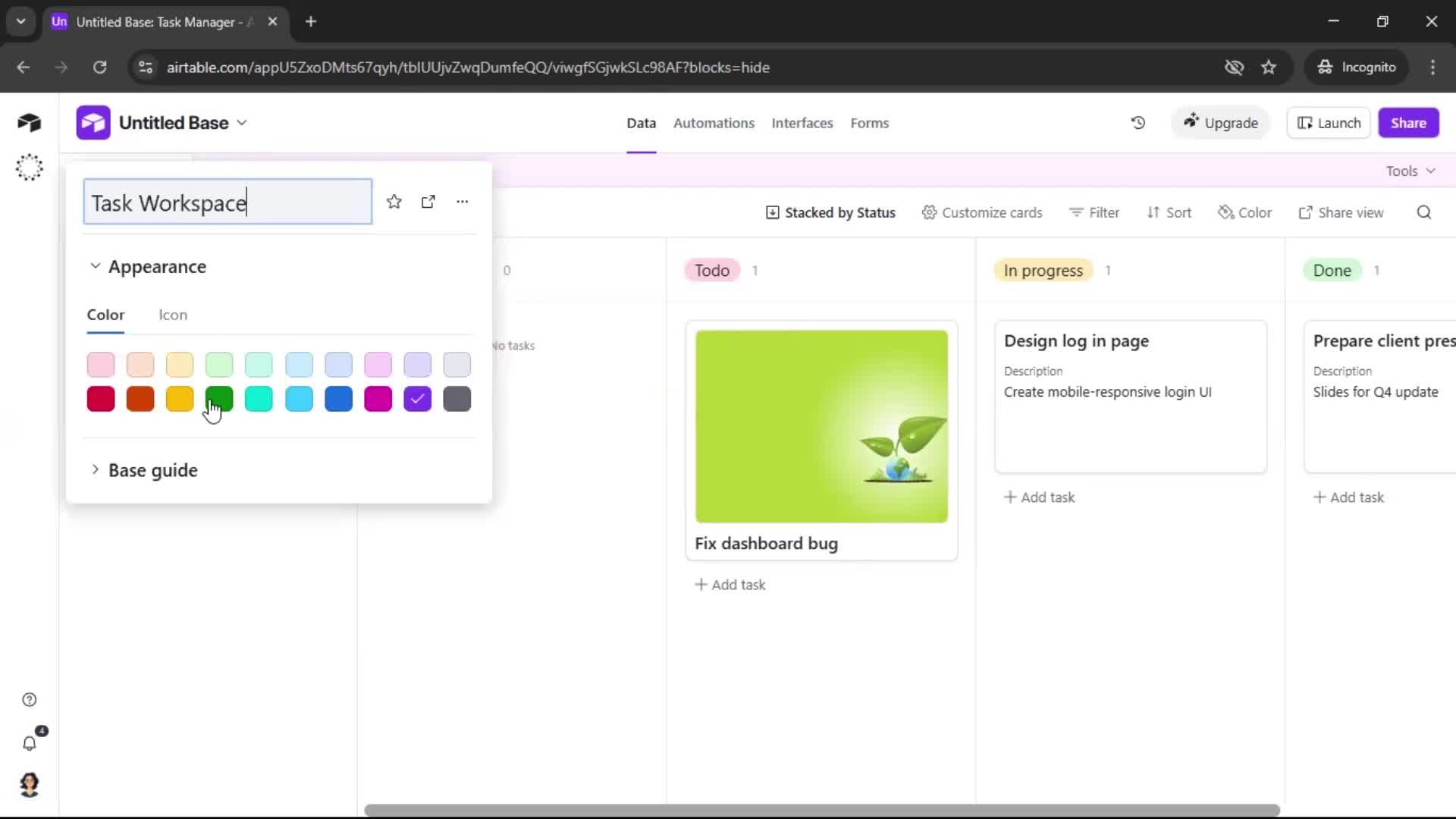Creating a workspace screenshot