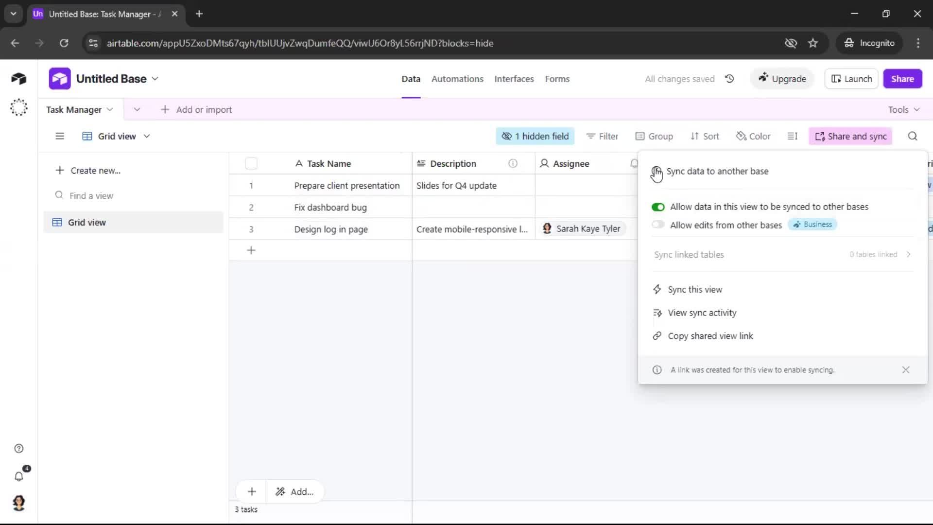 Creating a workspace screenshot