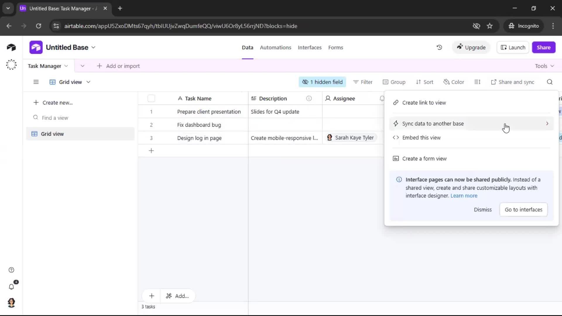 Creating a workspace screenshot