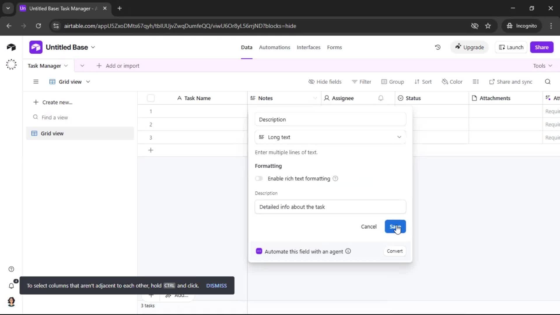 Creating a workspace screenshot