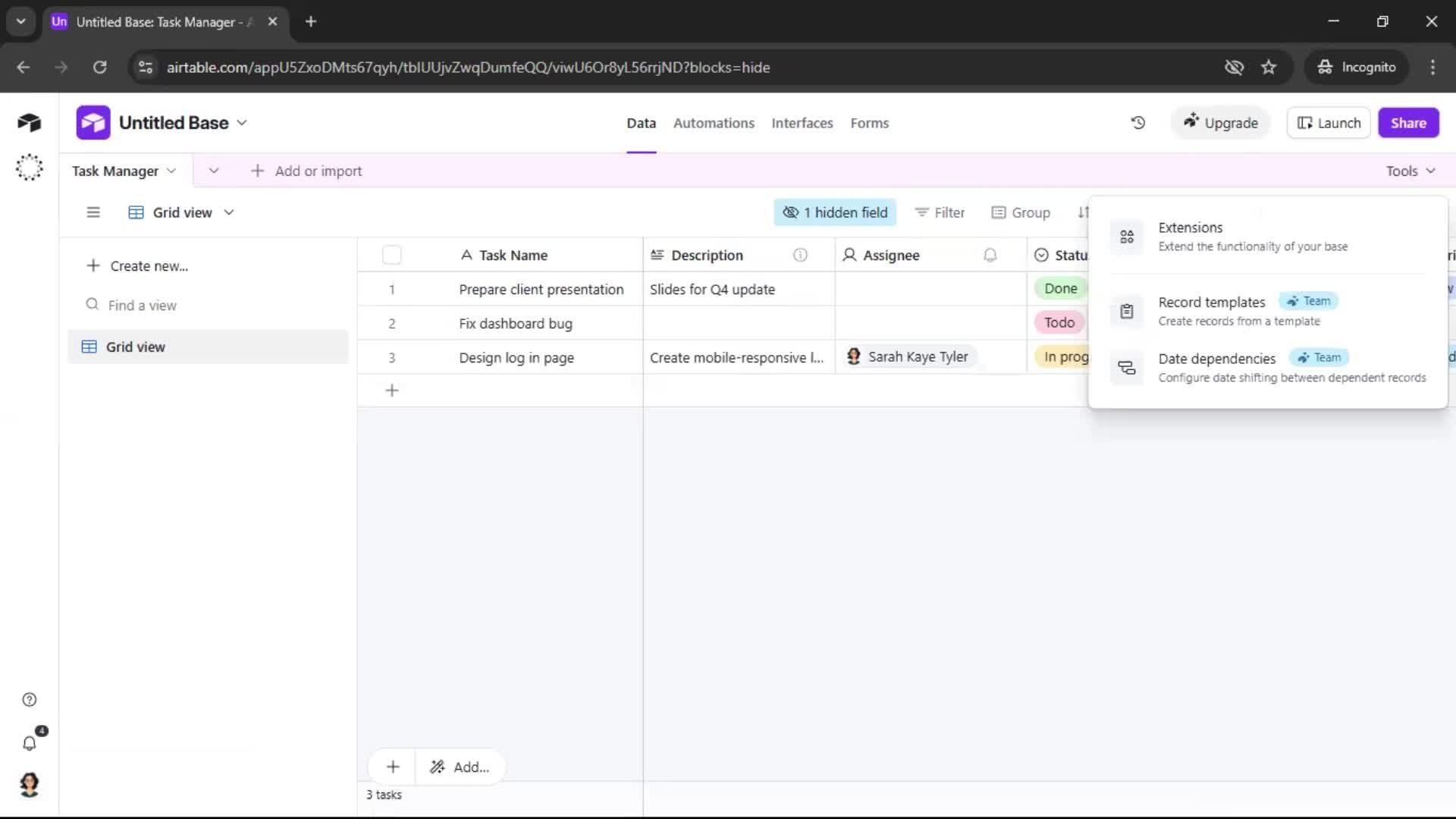 Creating a workspace screenshot