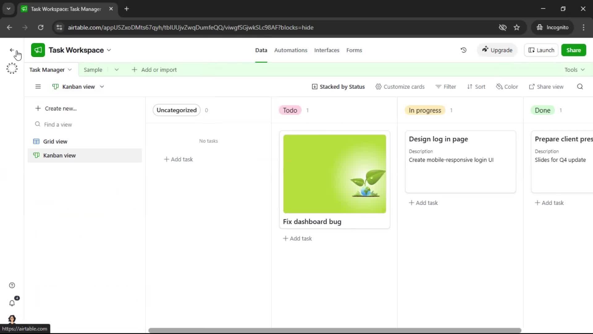Creating a workspace screenshot