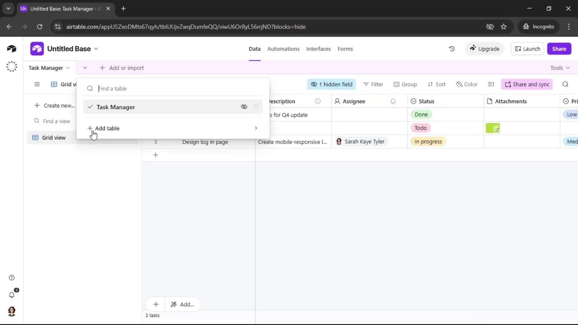 Creating a workspace screenshot