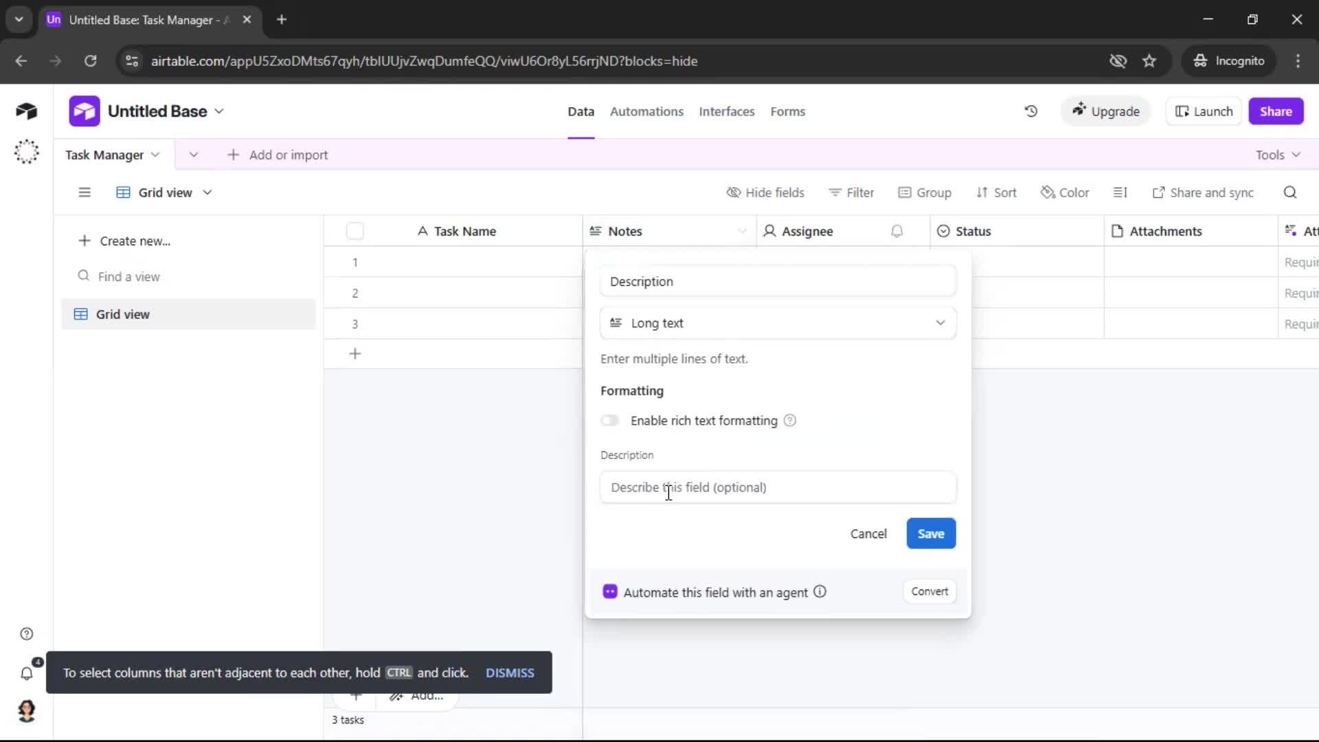 Creating a workspace screenshot