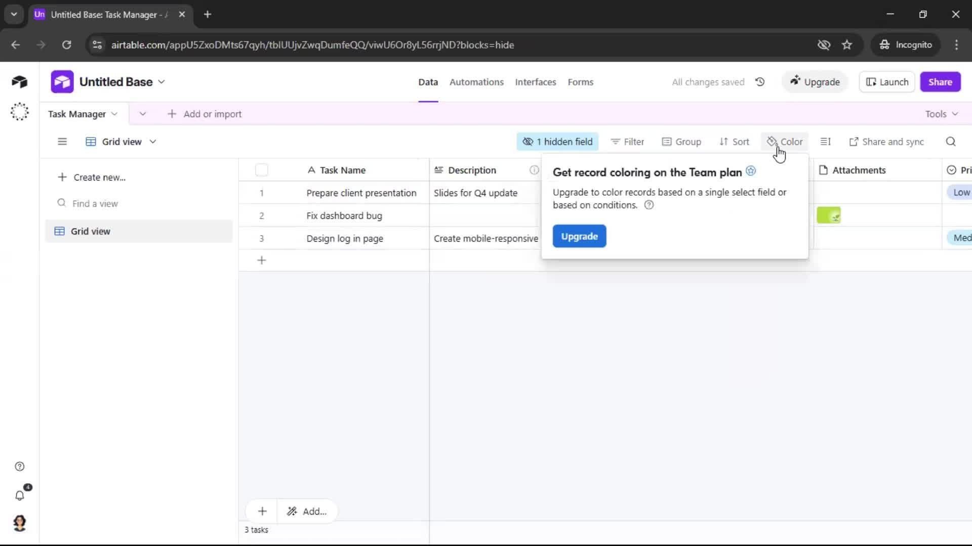 Creating a workspace screenshot