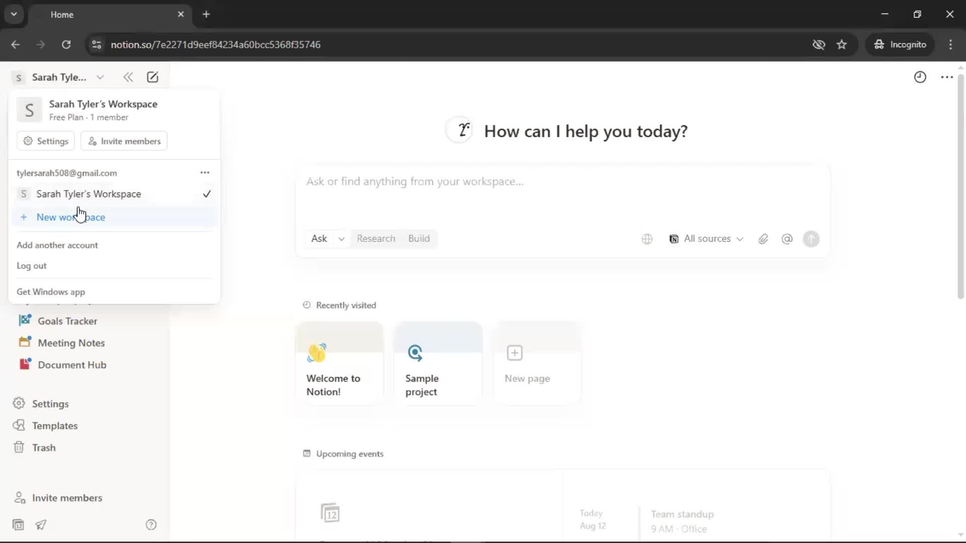 Creating a workspace screenshot