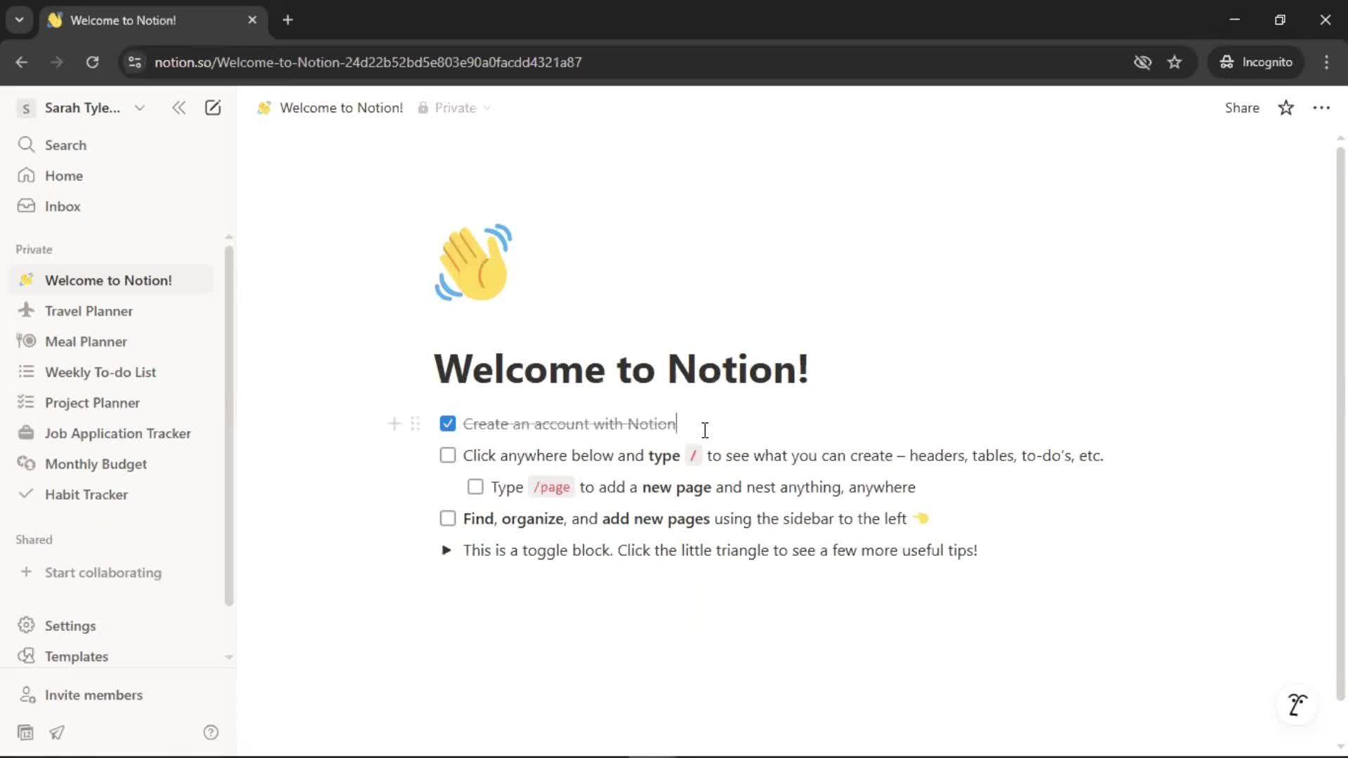 Creating a workspace screenshot