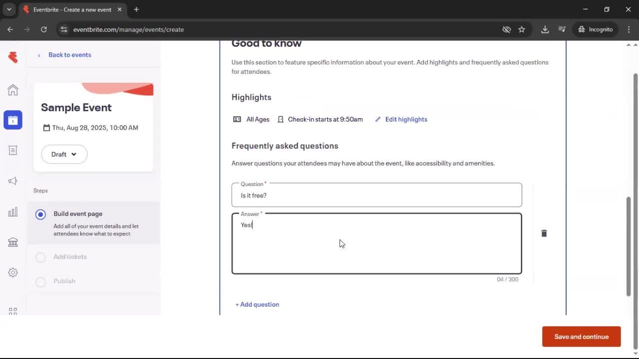 Creating an event screenshot