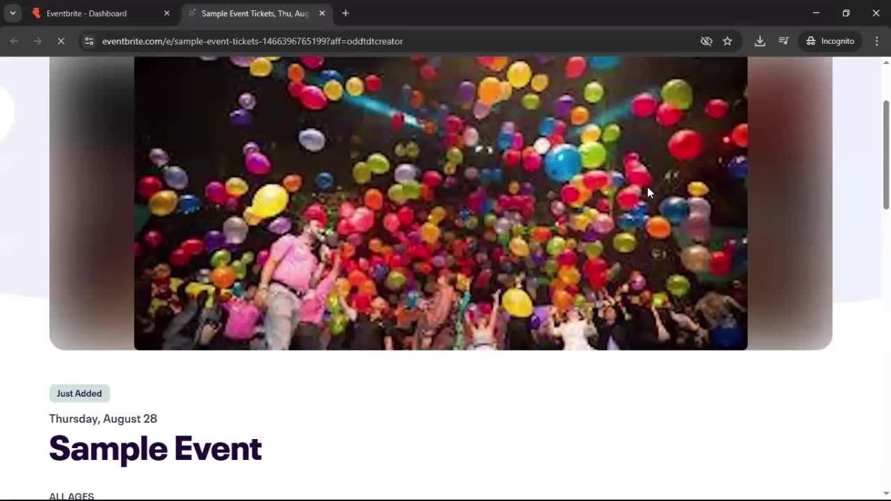 Creating an event screenshot