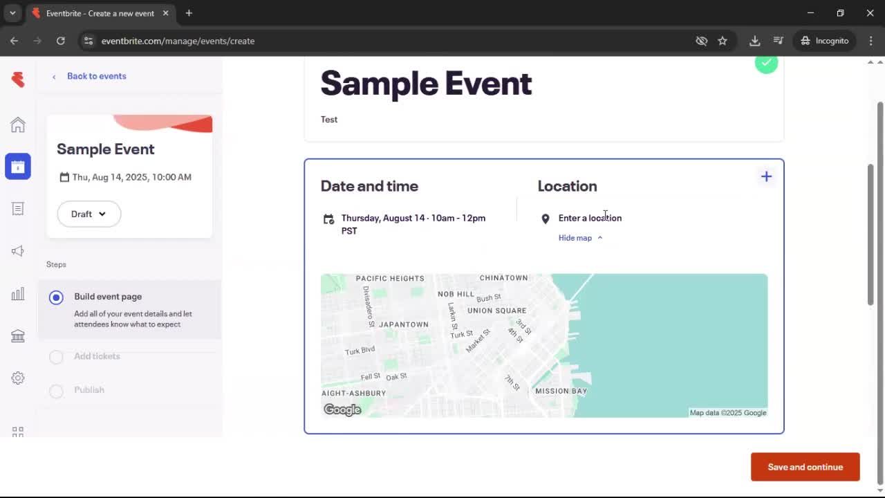 Creating an event screenshot