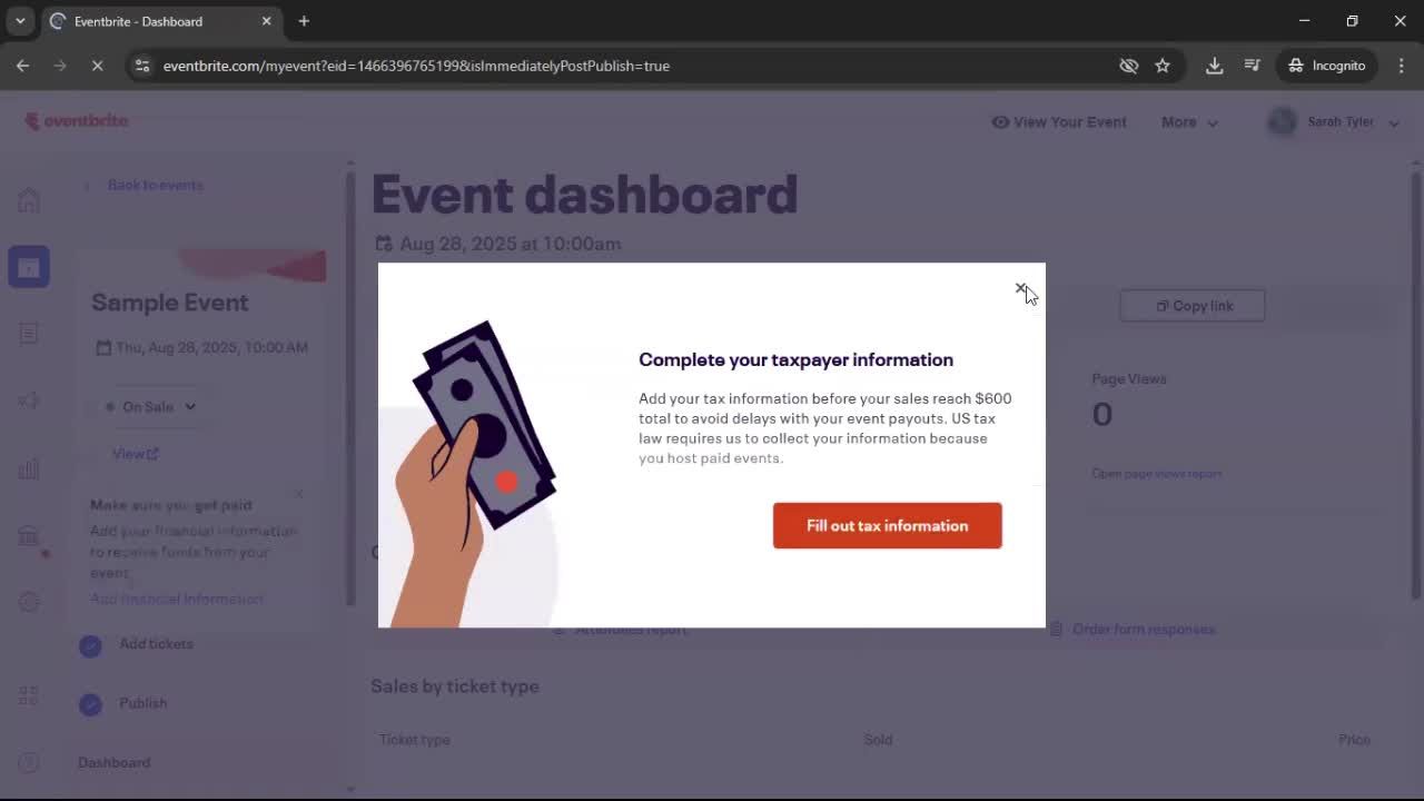 Creating an event screenshot