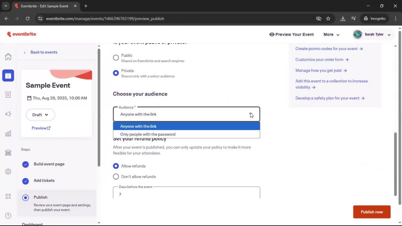 Creating an event screenshot