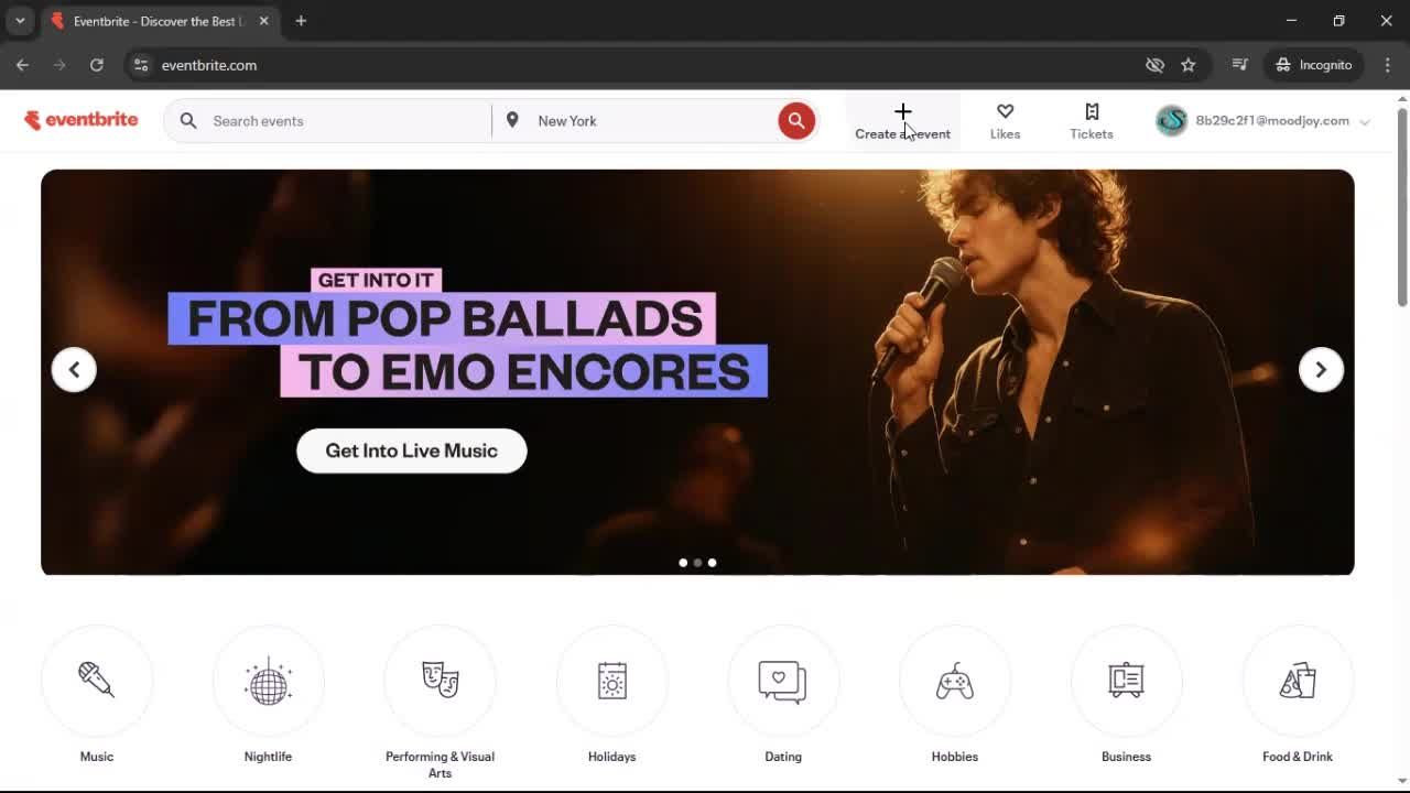 Creating an Event with AI screenshot