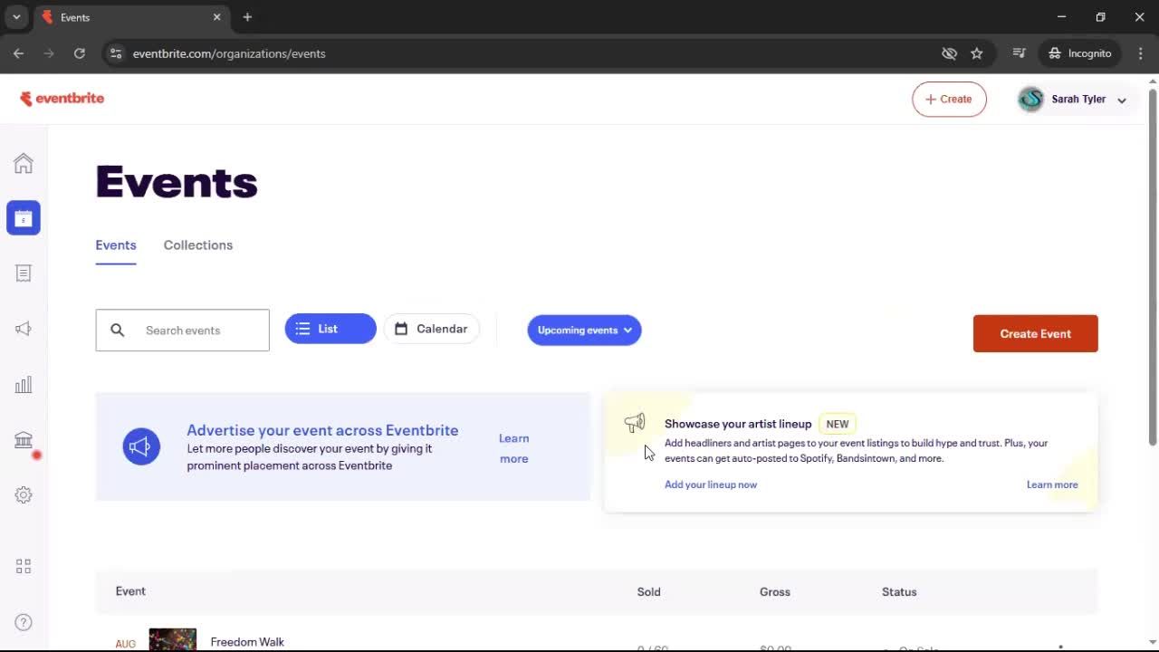 Creating an Event with AI screenshot