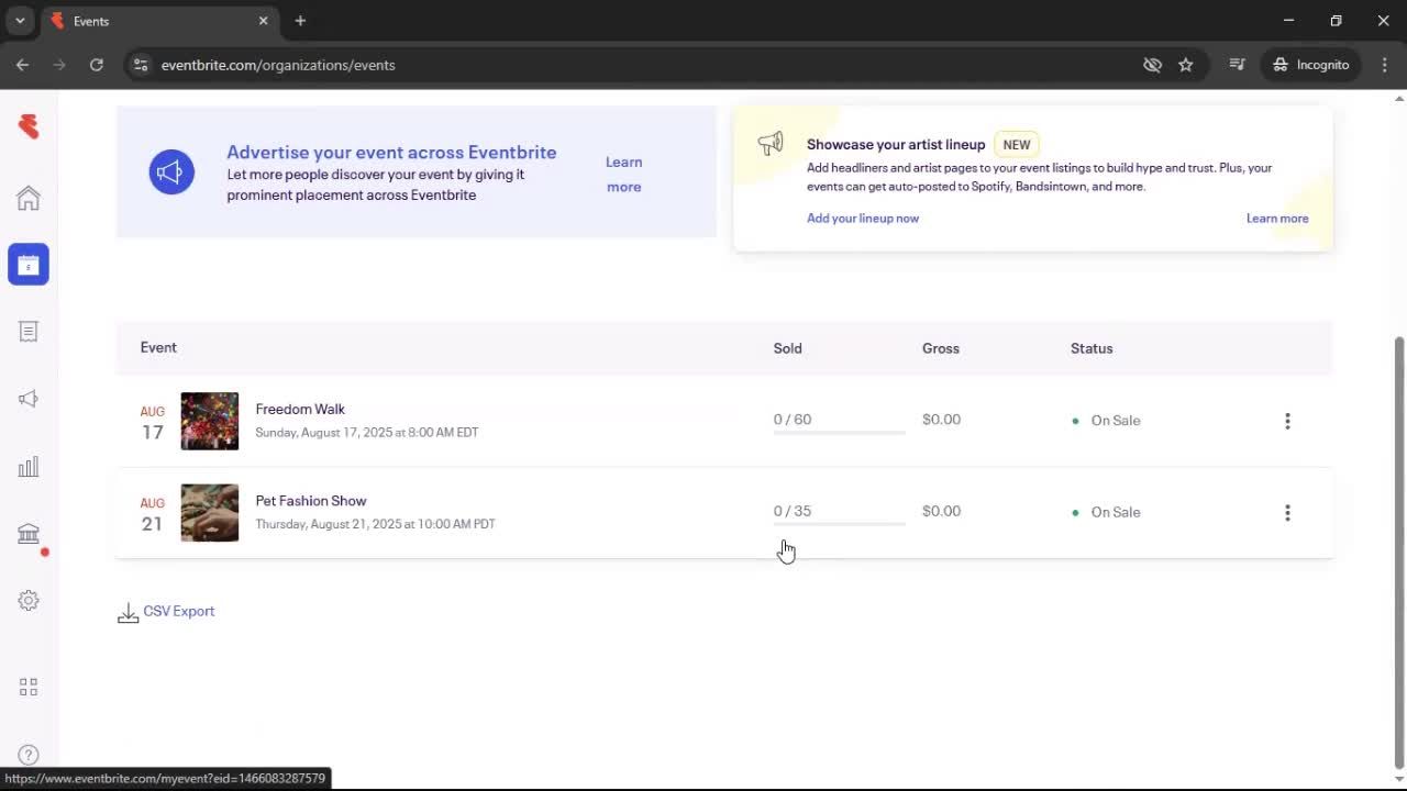 Creating an Event with AI screenshot