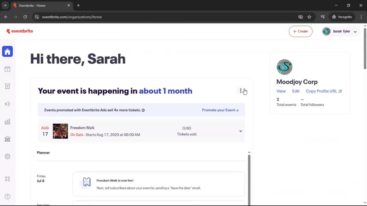 Creating an Event with AI screenshot