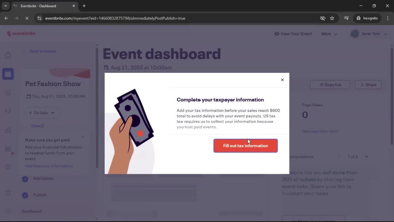 Creating an Event with AI screenshot
