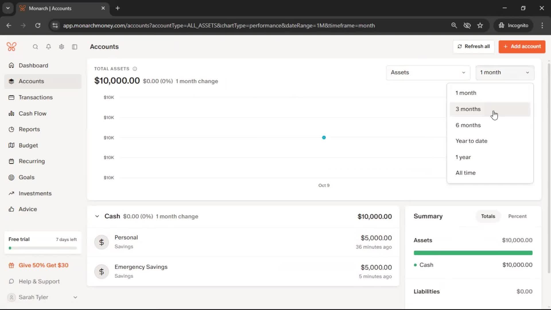 Adding an account screenshot