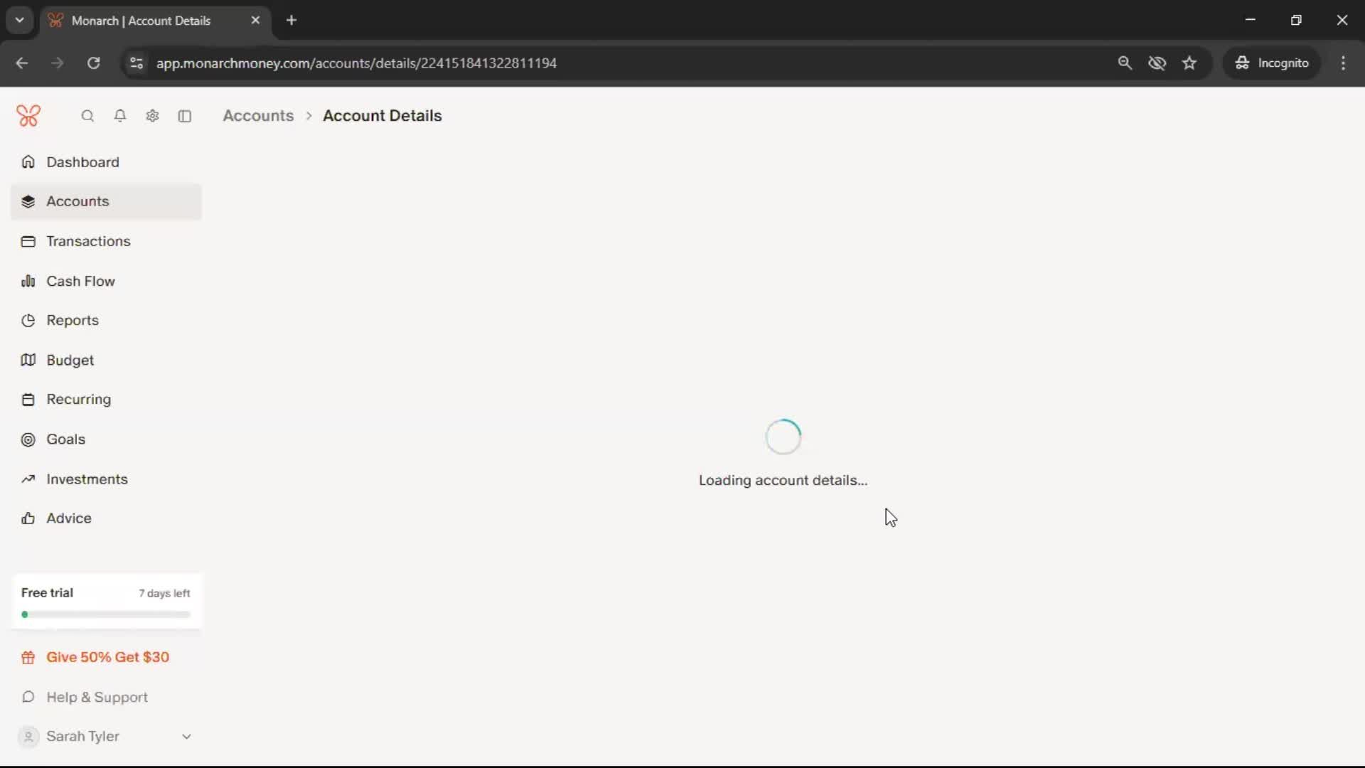 Adding an account screenshot